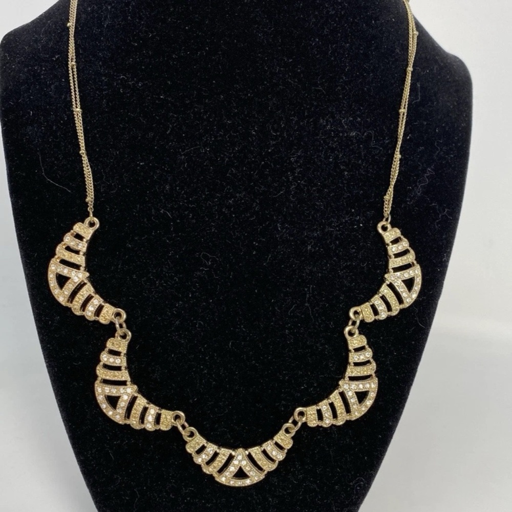 Vintage Lauren Conrad Necklace Gold Toned Metal with Rhinestones Signed